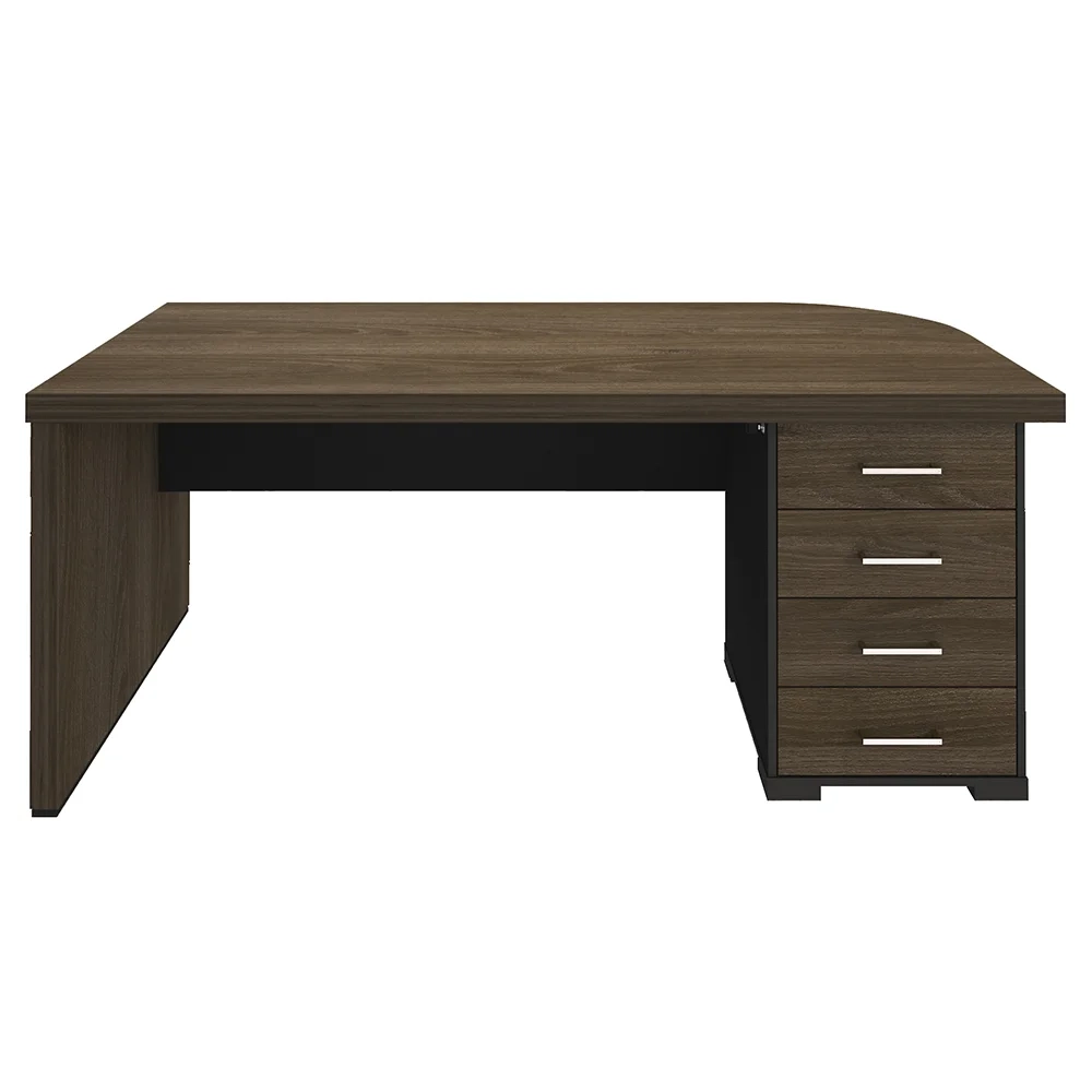 Conjunto Escritório 3 Peças Mesa Lado Direito Corp A06 Charuto/Preto - Mpozenato