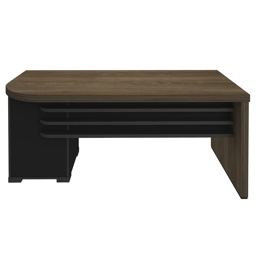 Conjunto Escritório 3 Peças Mesa Lado Direito Corp A06 Charuto/Preto - Mpozenato