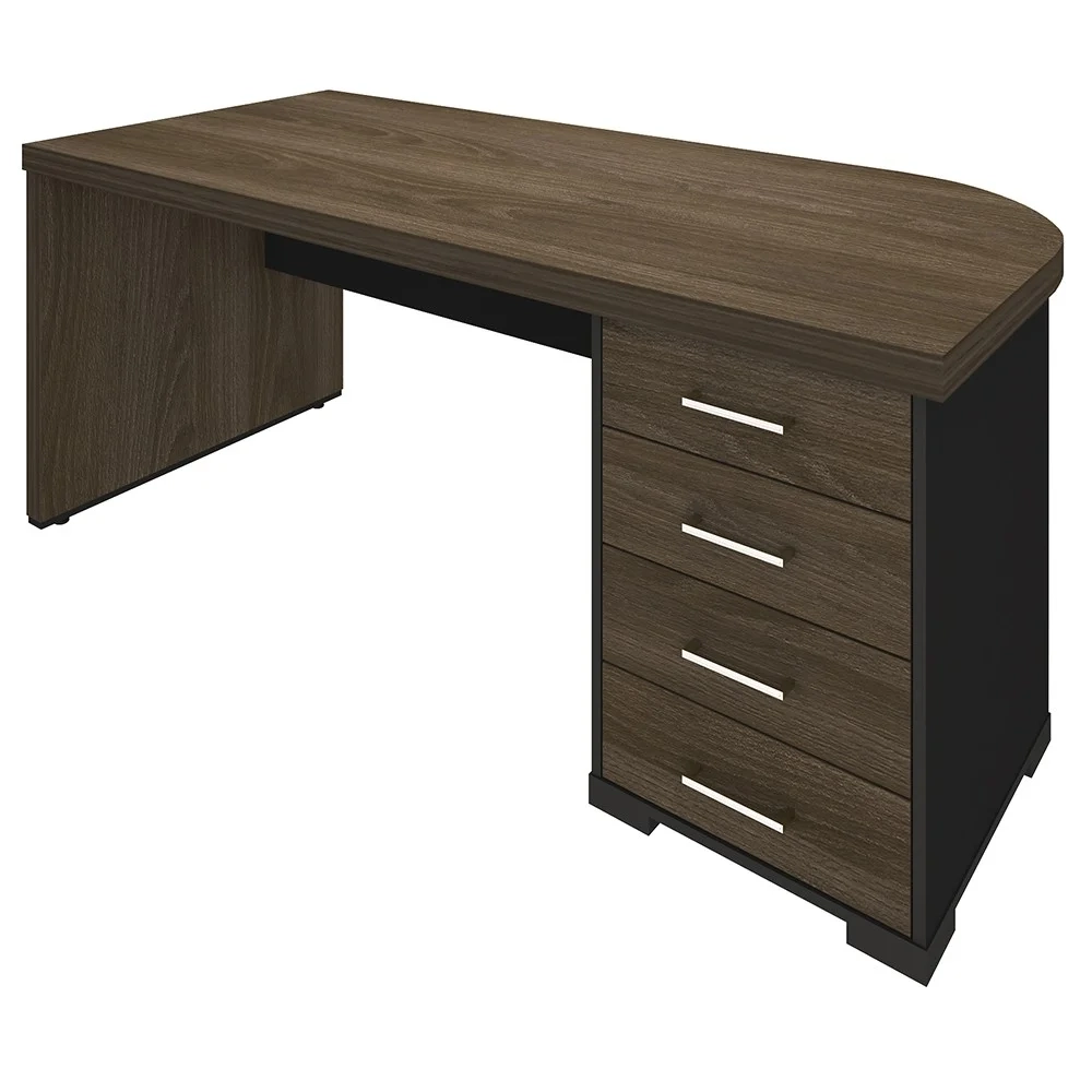 Conjunto Escritório 3 Peças Mesa Lado Direito Corp A06 Charuto/Preto - Mpozenato