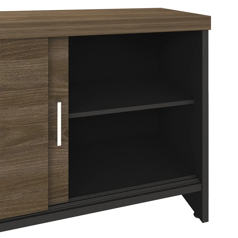 Conjunto Escritório 3 Peças Mesa Lado Direito Corp A06 Charuto/Preto - Mpozenato