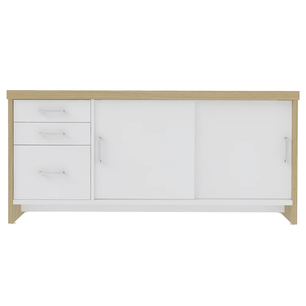 Conjunto Escritório 3 Peças Mesa Lado Direito Corp A06 Carvalho/Branco - Mpozenato