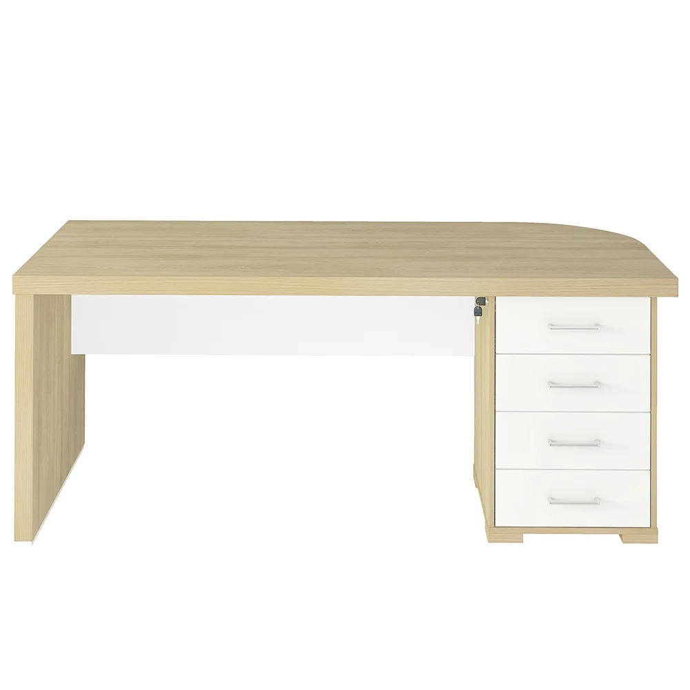 Conjunto Escritório 3 Peças Mesa Lado Direito Corp A06 Carvalho/Branco - Mpozenato