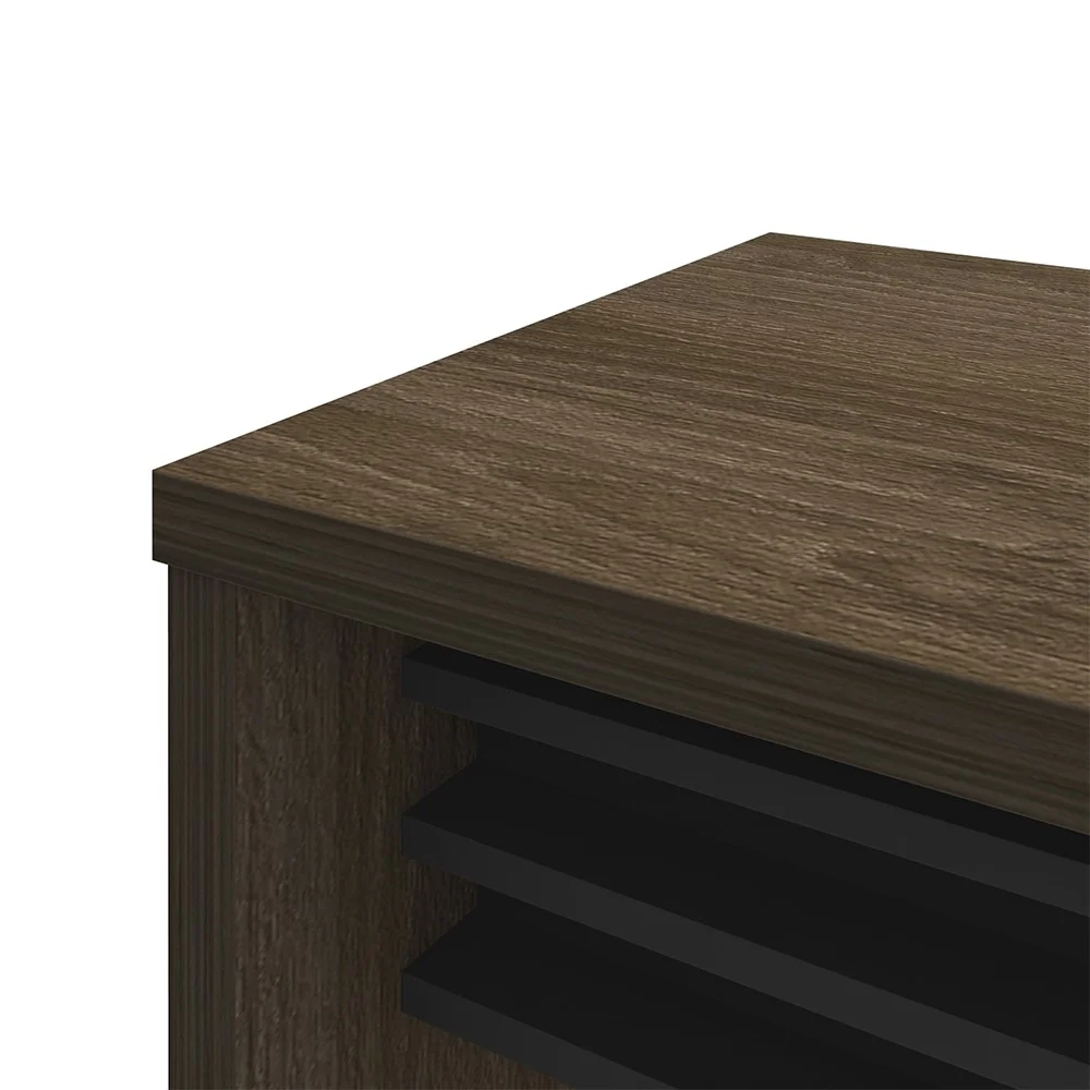 Conjunto Escritório 3 Peças Mesa 158cm Corp A06 Charuto/Preto - Mpozenato