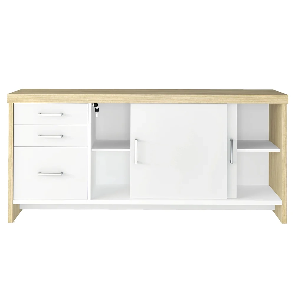 Conjunto Escritório 3 Peças Mesa 158cm Corp A06 Carvalho/Branco - Mpozenato