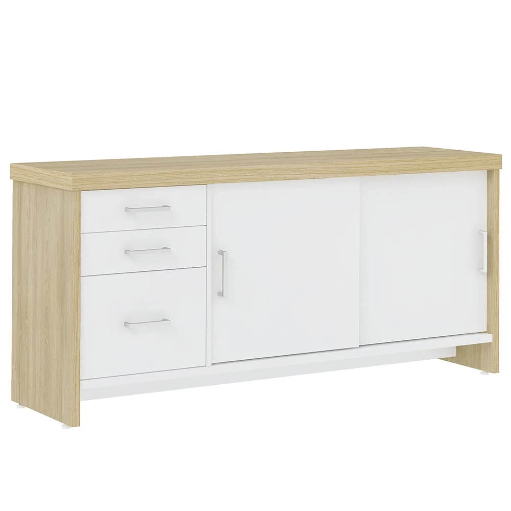 Conjunto Escritório 3 Peças Mesa 158cm Corp A06 Carvalho/Branco - Mpozenato