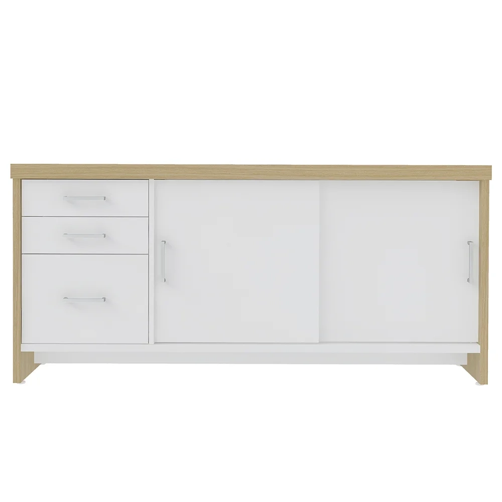 Conjunto Escritório 3 Peças Mesa 158cm Corp A06 Carvalho/Branco - Mpozenato