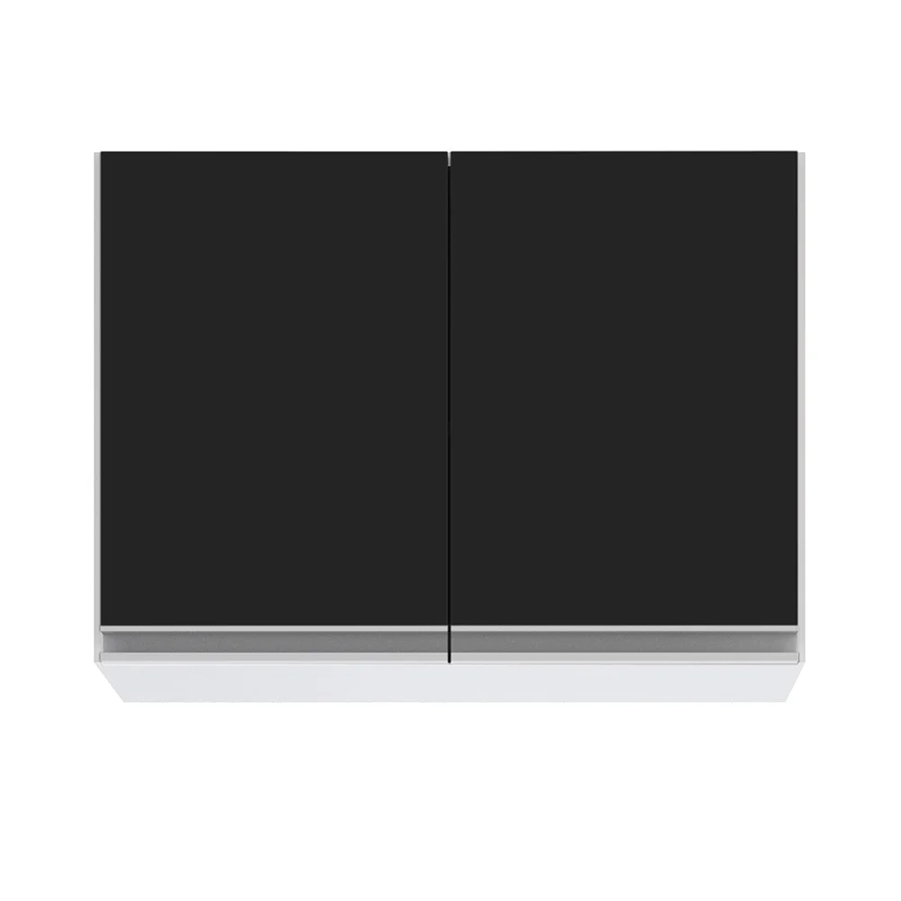 Armário de Cozinha Modulado de Canto 7 Peças CP36 com Pia Inox Branco/Preto - Lumil