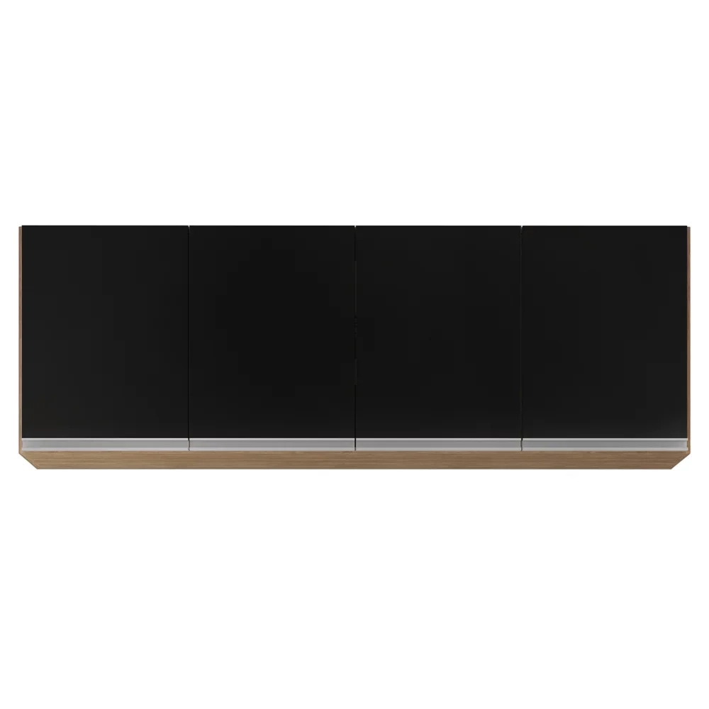 Armário de Cozinha Modulado de Canto 7 Peças CP36 com Pia Inox Castanho/Preto - Lumil