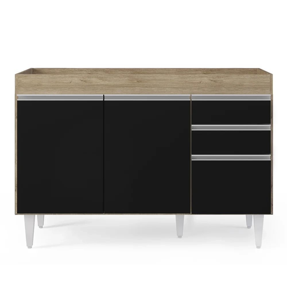 Armário de Cozinha Modulado de Canto 6 Peças CP28 Balcão sem Tampo Castanho/Preto - Lumil