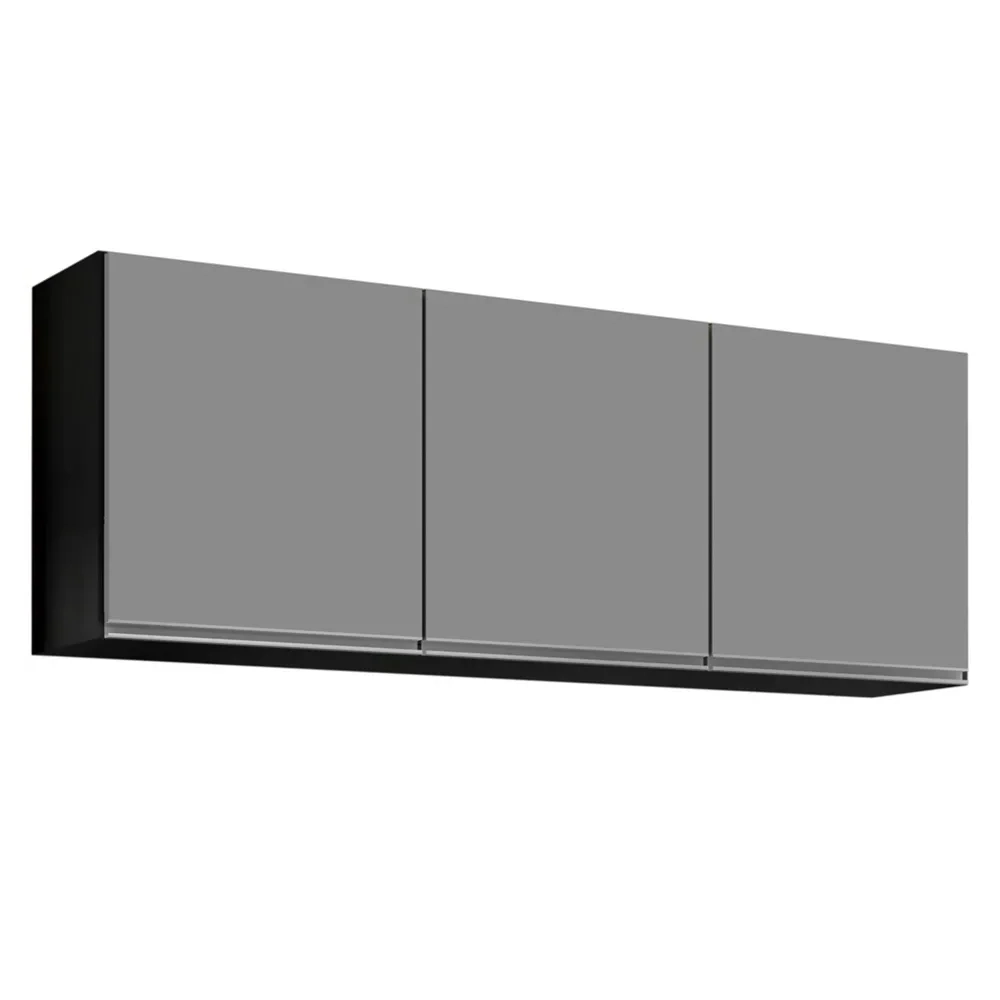 Armário de Cozinha Modulado de Canto Direito 4 Peças CP40 Balcão sem Tampo Preto/Cinza - Lumil