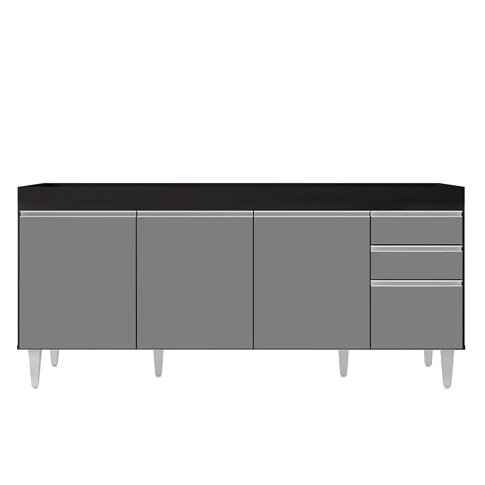 Armário de Cozinha Modulado de Canto Direito 5 Peças CP43 Balcão sem Tampo Preto/Cinza - Lumil