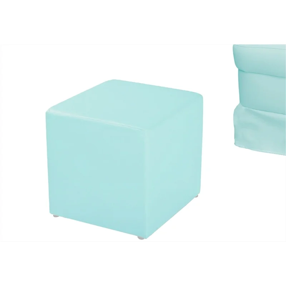 Poltrona de Amamentação Balanço e Puff Sabrina Sintético Azul Bebê - Phoenix Baby