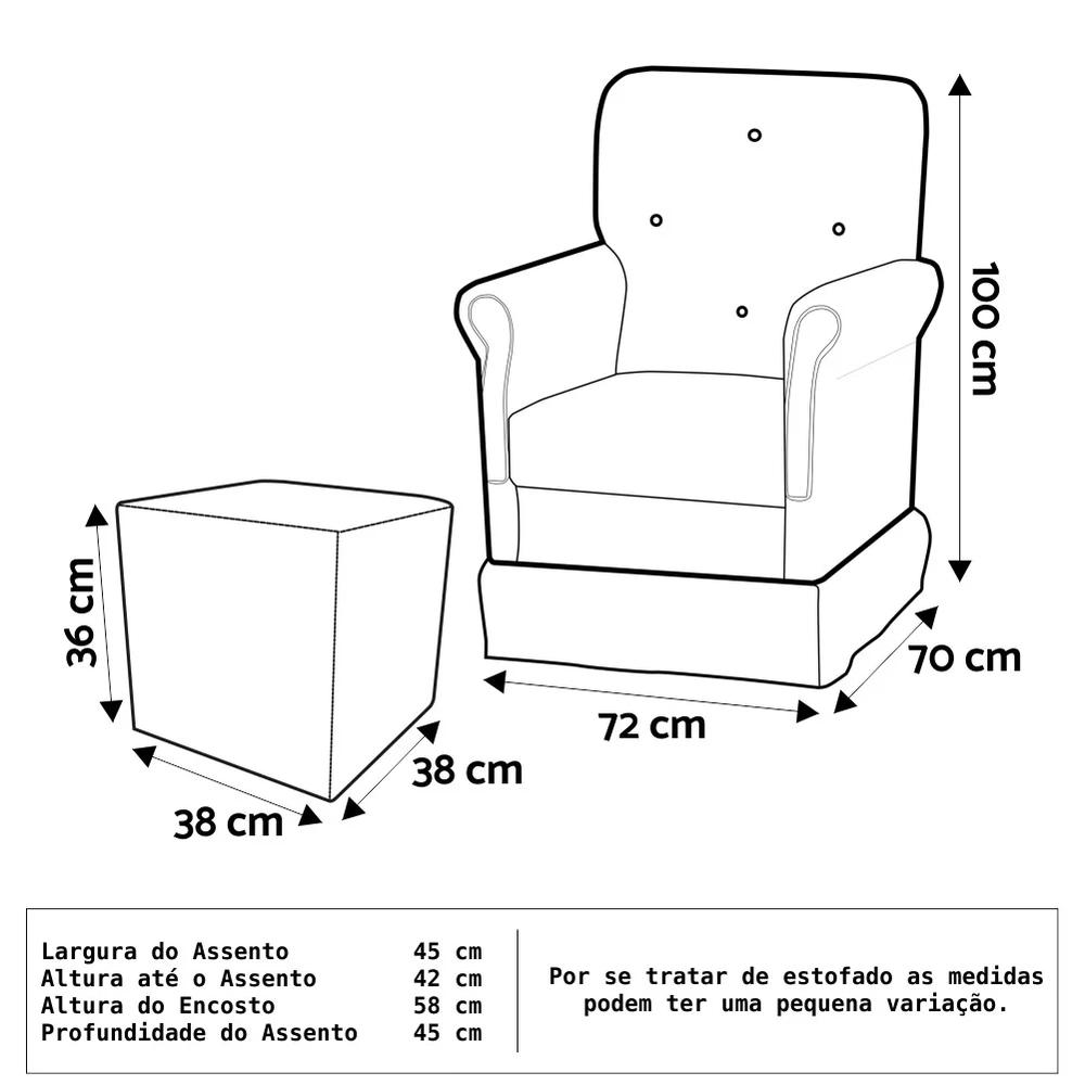 Poltrona de Amamentação Balanço e Puff Suzí Sintético Branco - Phoenix Baby