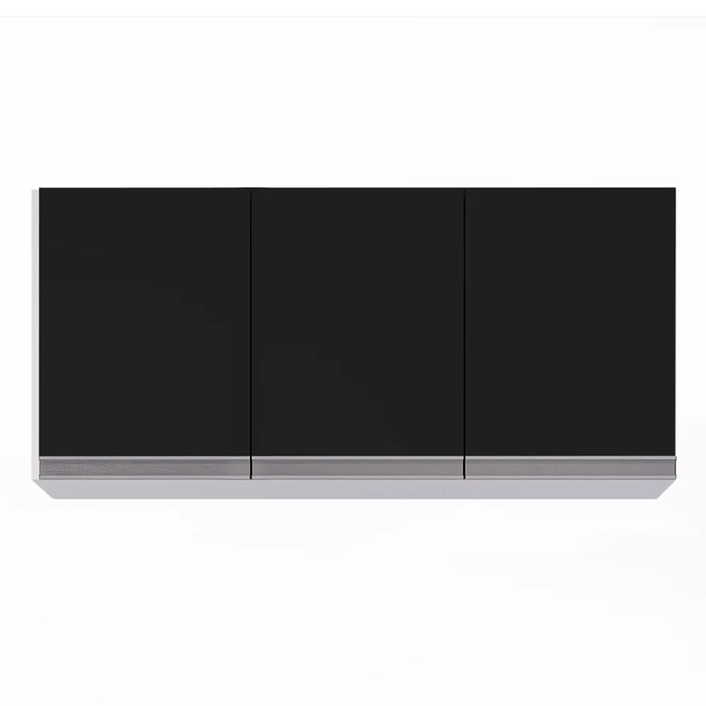 Armário de Cozinha Modulado de Canto Esquerdo 4 Peças CP46 Balcão sem Tampo Branco/Preto - Lumil