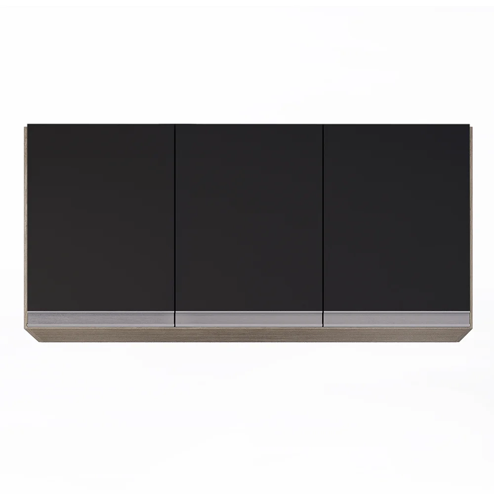 Armário de Cozinha Modulado de Canto Esquerdo 4 Peças CP46 Balcão sem Tampo Castanho/Preto - Lumil