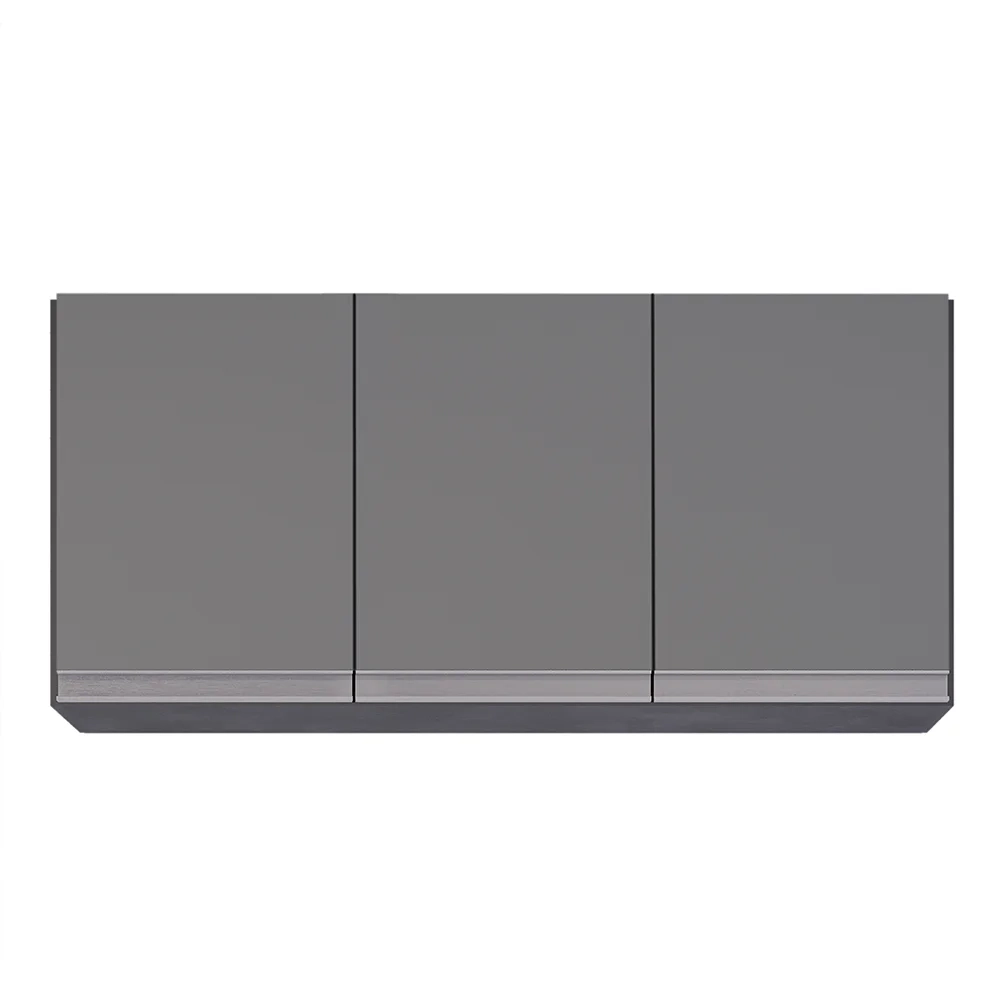 Armário de Cozinha Modulado de Canto Esquerdo 4 Peças CP48 com Pia Inox Preto/Cinza - Lumil