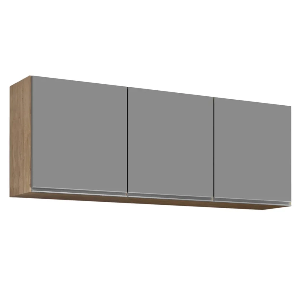 Armário de Cozinha Modulado de Canto Esquerdo 5 Peças CP52 Balcão sem Tampo Castanho/Cinza - Lumil