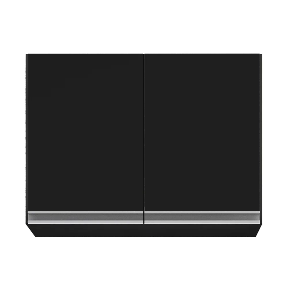 Armário de Cozinha Modulado de Canto 6 Peças CP30 com Pia Inox Preto - Lumil