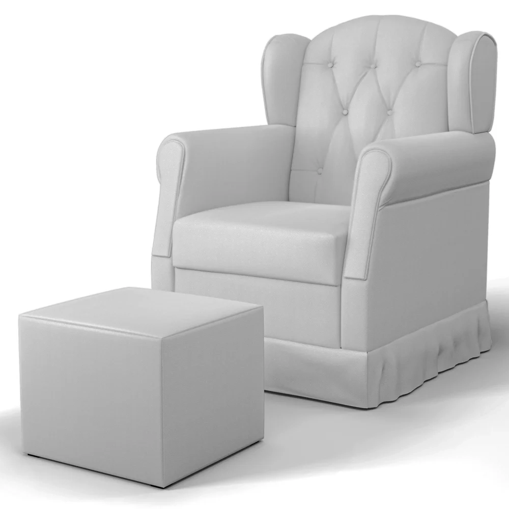 Quarto Infantil 3 Peças com Poltrona Amamentação Cecilia Sintético Branco - Phoenix