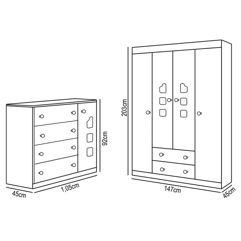 Quarto Infantil 3 Peças Poltrona Amamentação Cecilia Sintético Bege/Branco - Phoenix