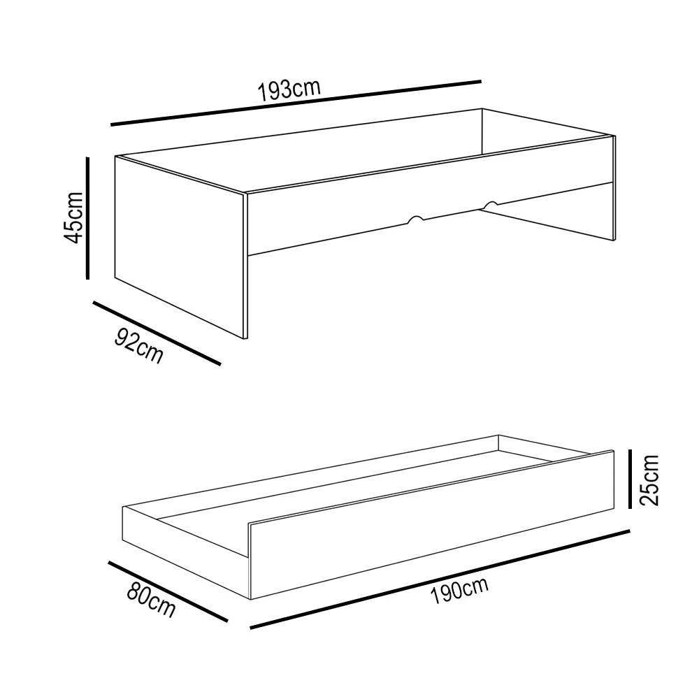 Bicama Solteiro Cama Auxiliar 100% MDP Chiara Off White/Carvalho - Phoenix