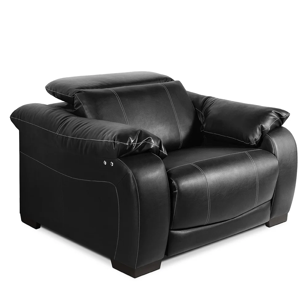 Poltrona Reclinável para Sala de Estar Living Line L07 Couro Preto - Mpozenato