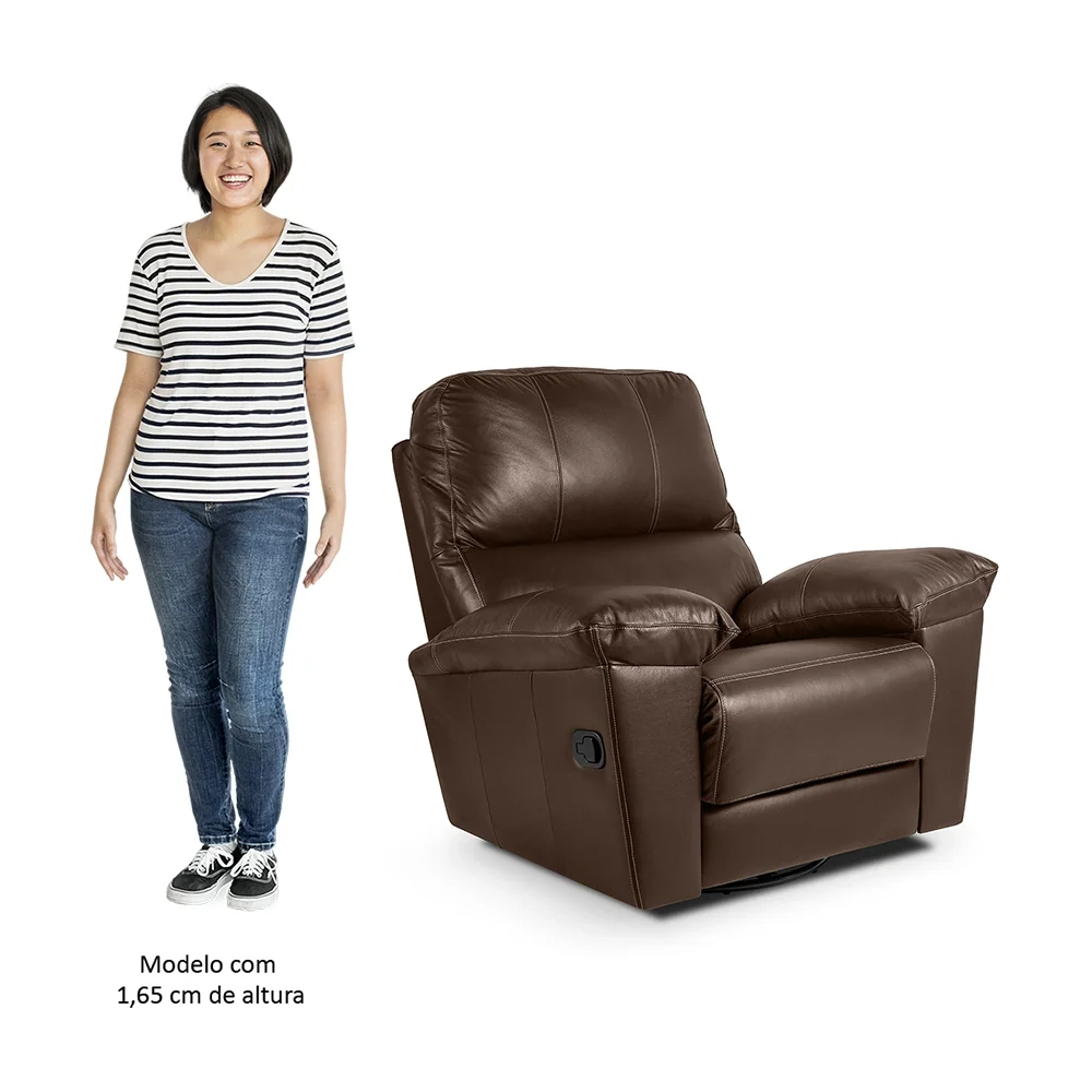Poltrona do Papai Reclinável Retrátil Félix L07 Couro Marrom Café - Mpozenato