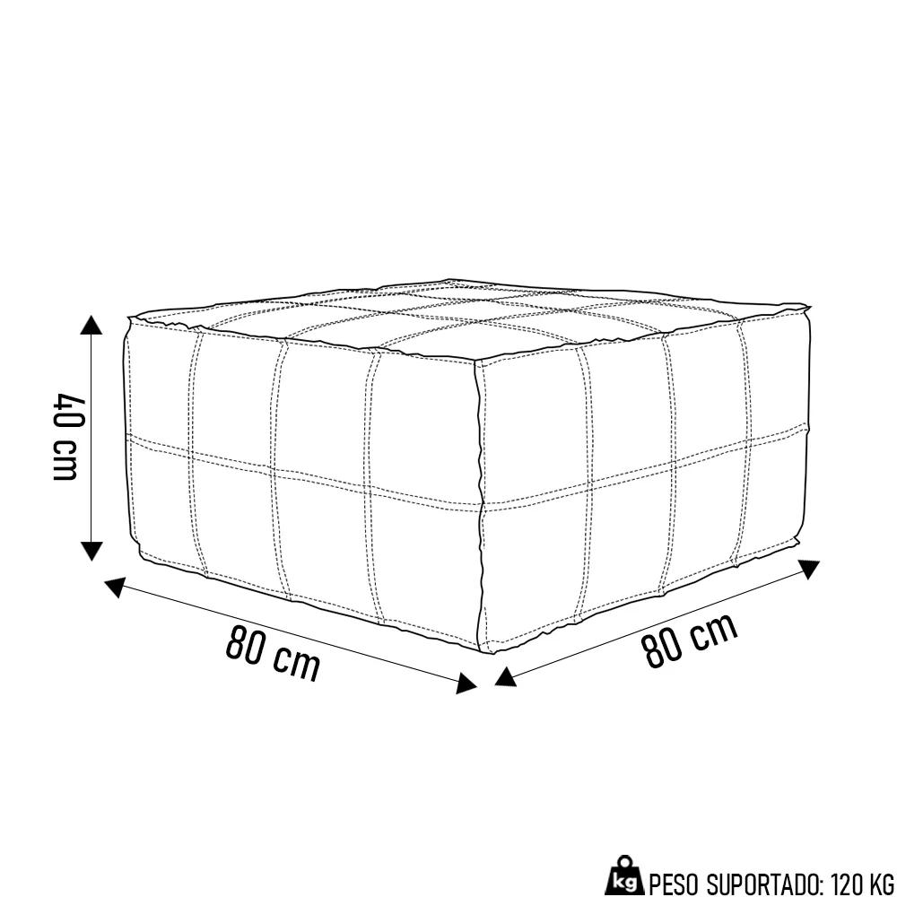 Puff Quadrado Decorativo Sala de Estar Living Lira L07 Couro Camel - Mpozenato