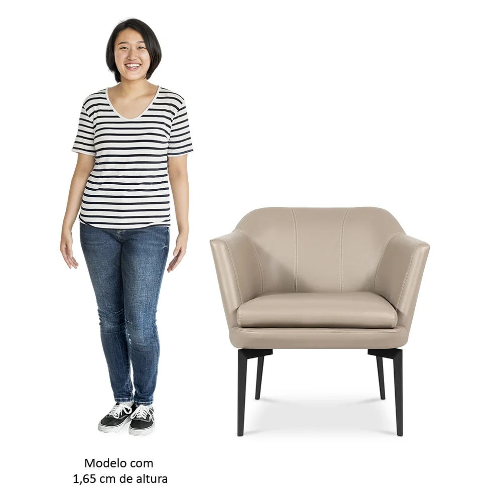 Poltrona Decorativa para Sala de Estar Cris L07 Couro Fendi - Mpozenato