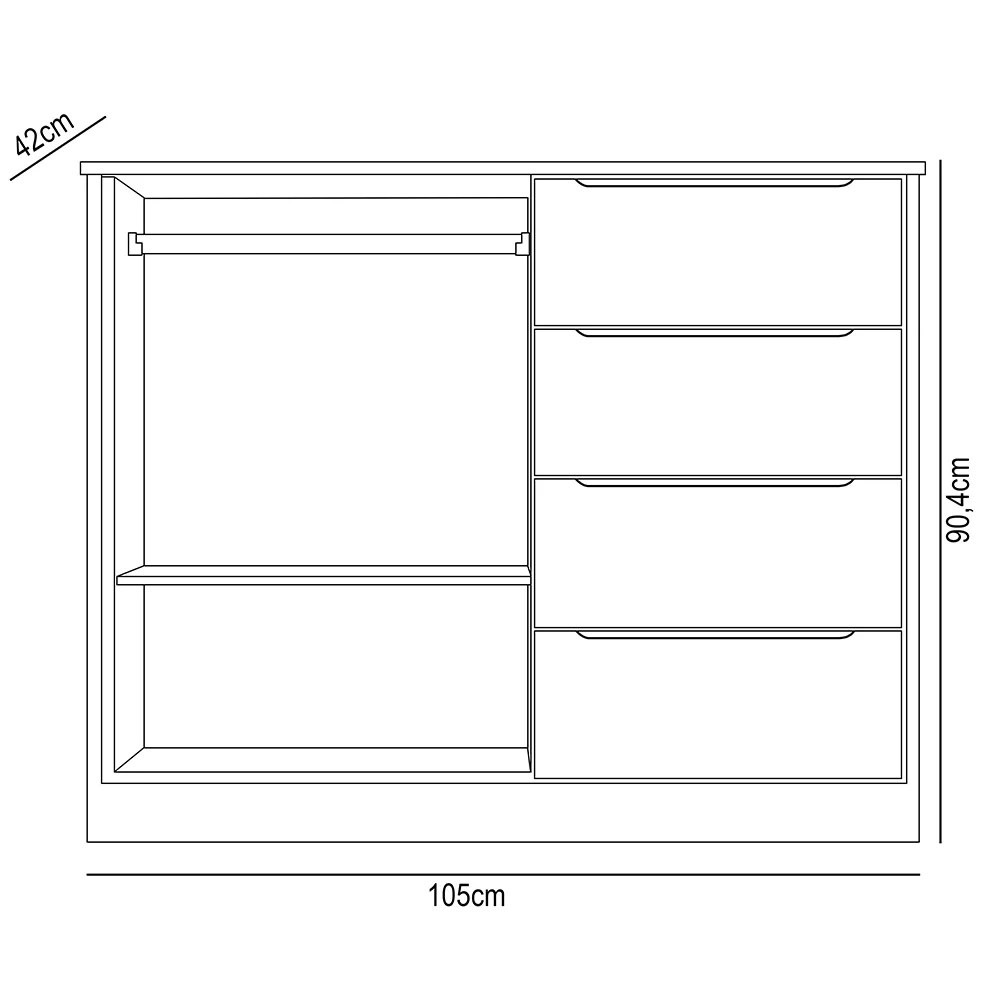 Cômoda Infantil 2 Portas e 4 Gavetas Eloá Branco - Phoenix