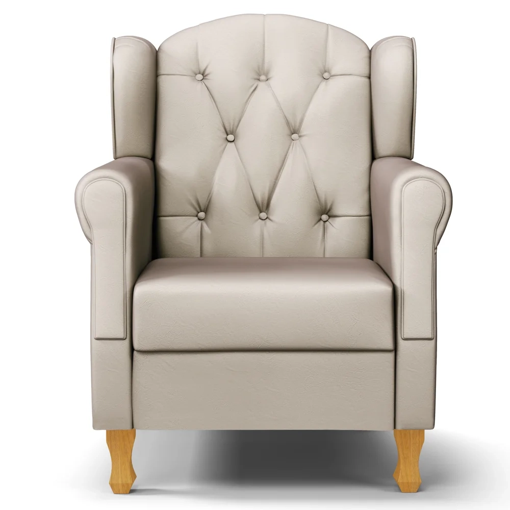 Poltrona de Amamentação Pés Madeira e Puff Letícia Sintético Bege - Phoenix