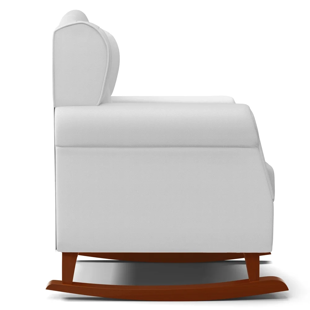 Poltrona de Amamentação Base Madeira Balanço Letícia Sintético Branco - Phoenix