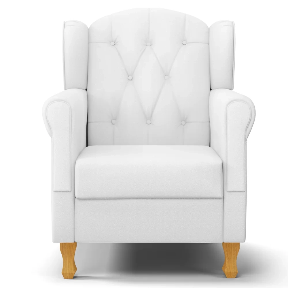 Poltrona de Amamentação com Pés de Madeira Letícia Sintético Branco - Phoenix