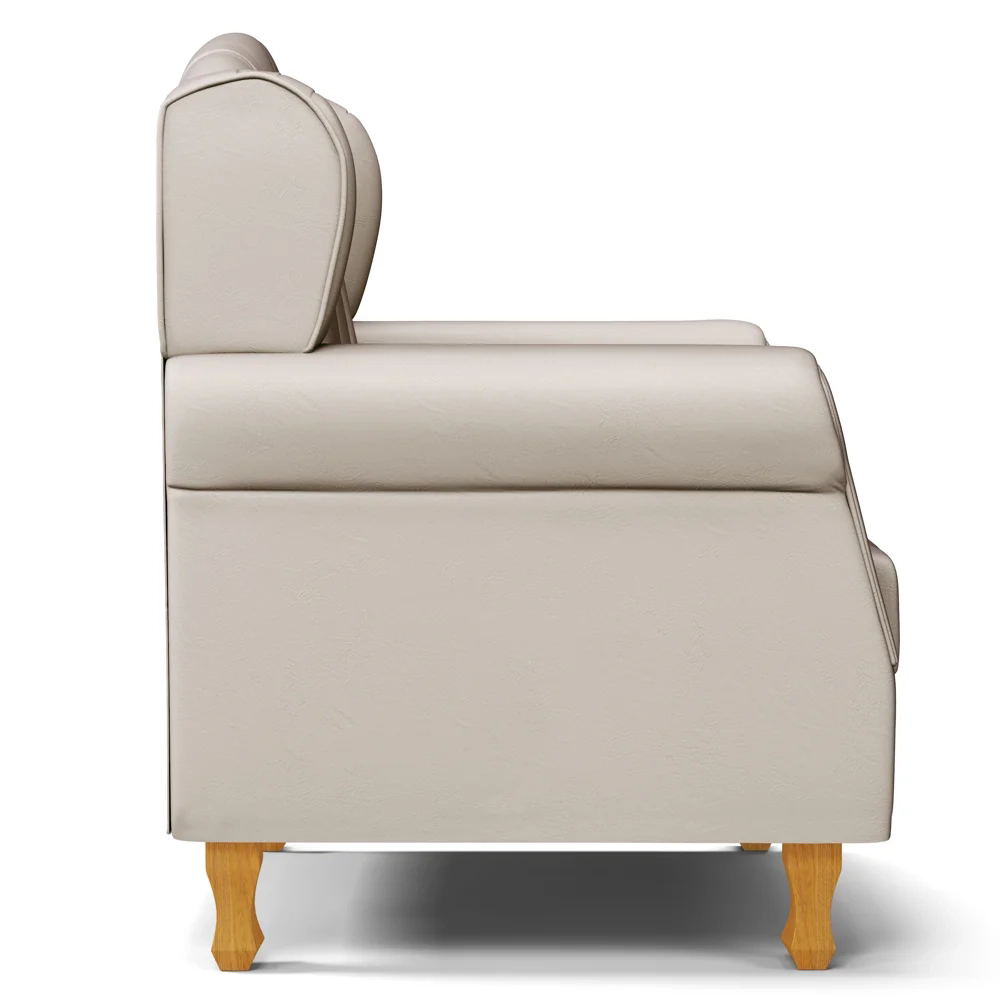 Poltrona de Amamentação com Pés de Madeira Letícia Sintético Bege - Phoenix