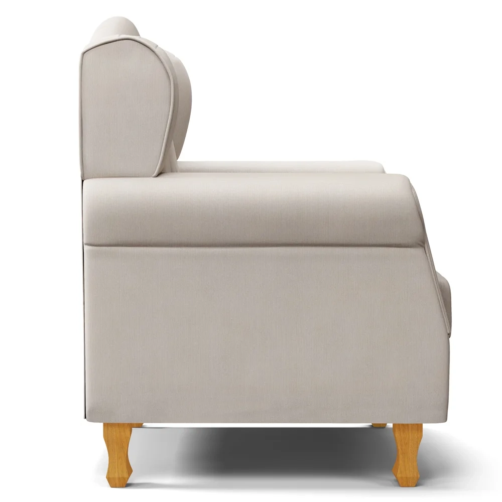 Poltrona de Amamentação com Pés de Madeira Letícia Suede Bege - Phoenix