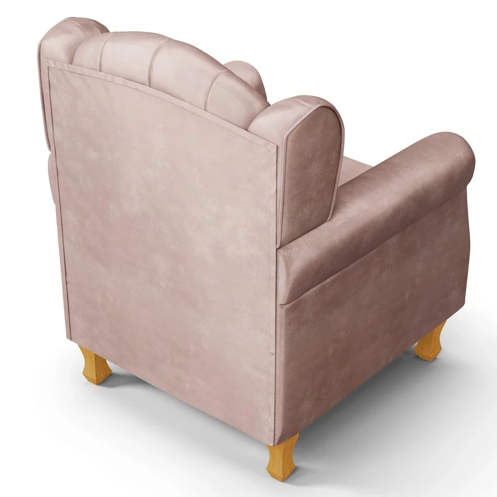 Poltrona de Amamentação com Pés de Madeira Letícia Veludo Rosê - Phoenix