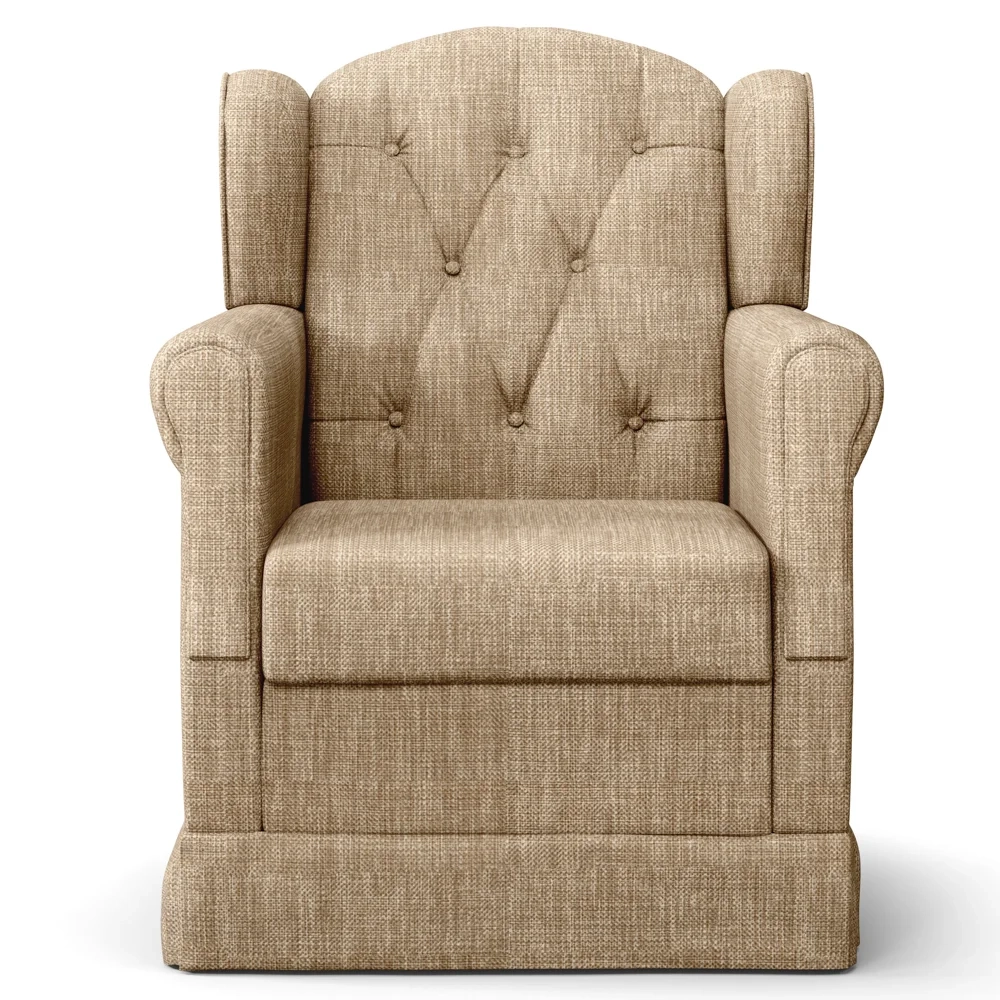 Poltrona de Amamentação Fixa com Puff Letícia Linho Bege Escuro - Phoenix