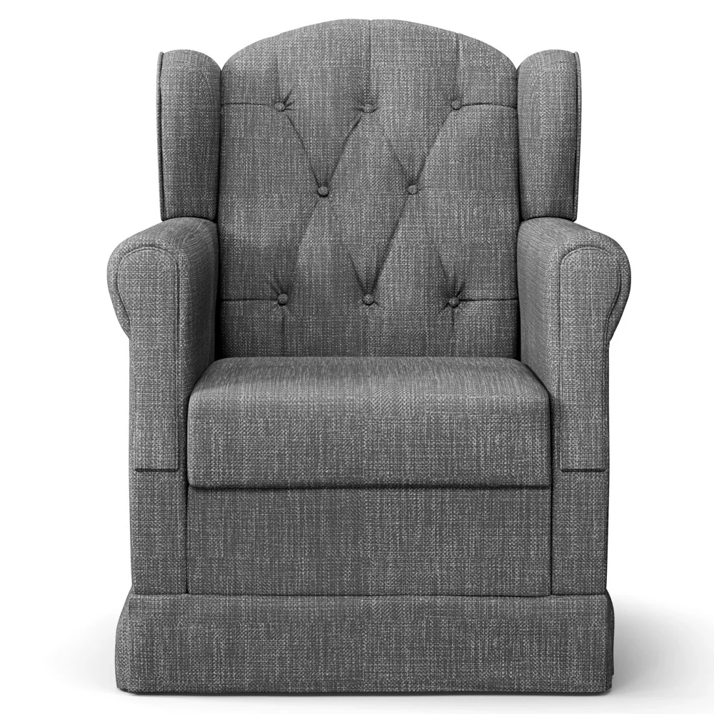 Poltrona de Amamentação Fixa com Puff Letícia Linho Cinza Escuro - Phoenix