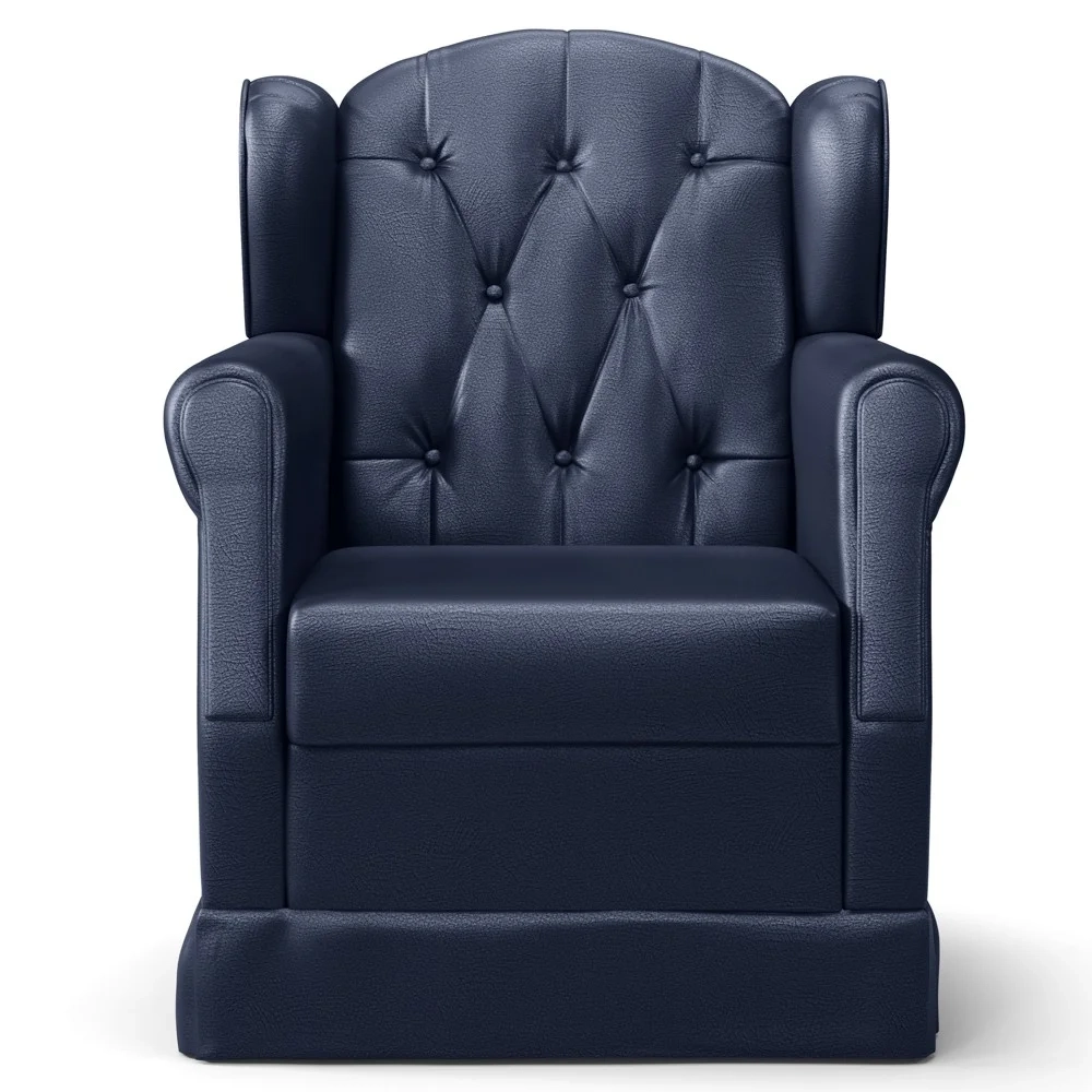 Poltrona de Amamentação Fixa com Puff Letícia Sintético Azul Marinho - Phoenix