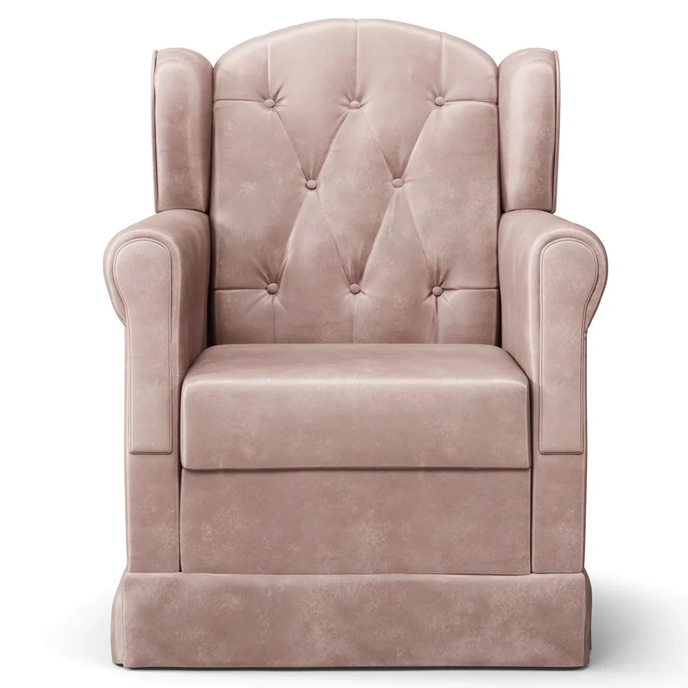 Poltrona de Amamentação Fixa com Puff Letícia Veludo Rosê - Phoenix