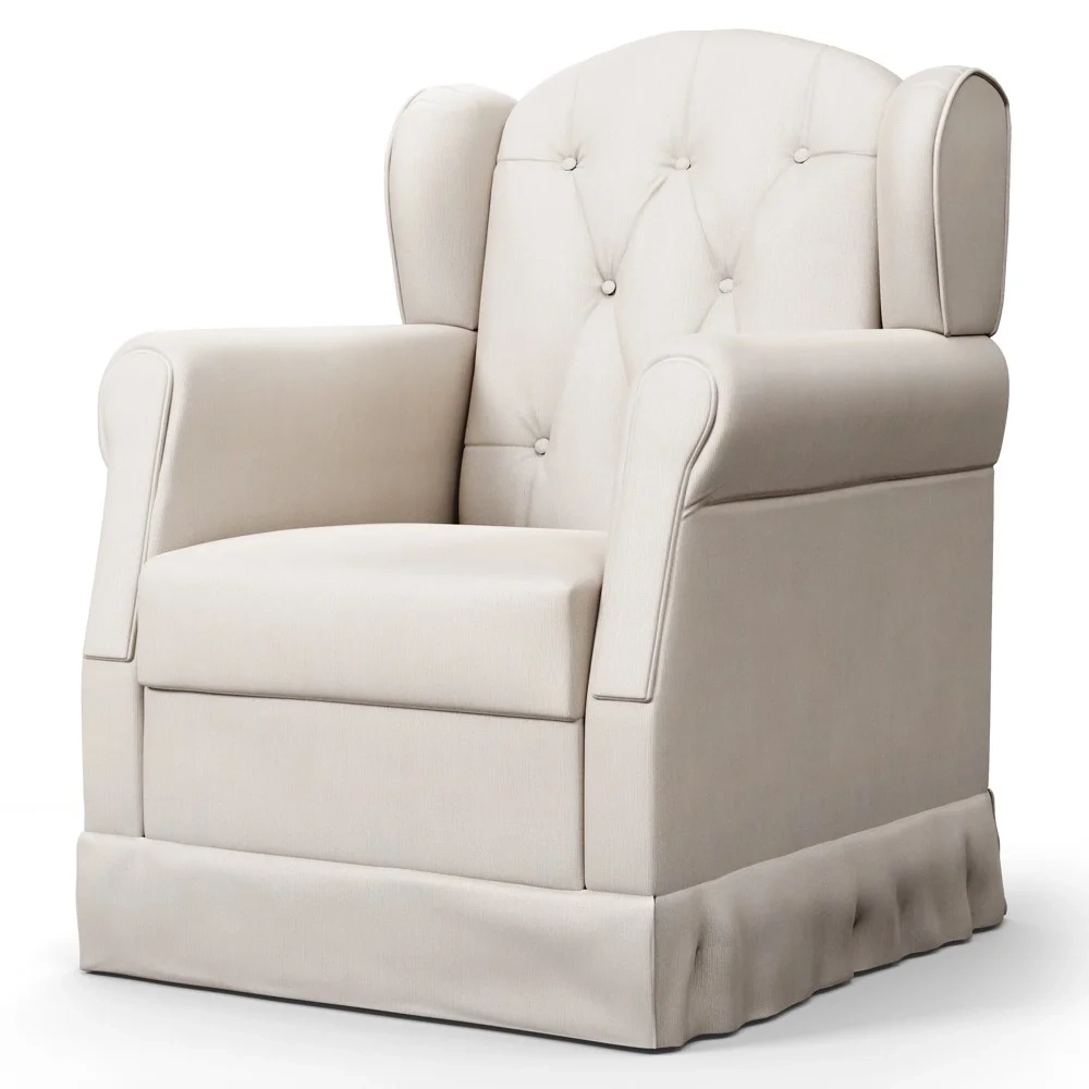 Poltrona de Amamentação Fixa com Puff Letícia Suede Bege - Phoenix