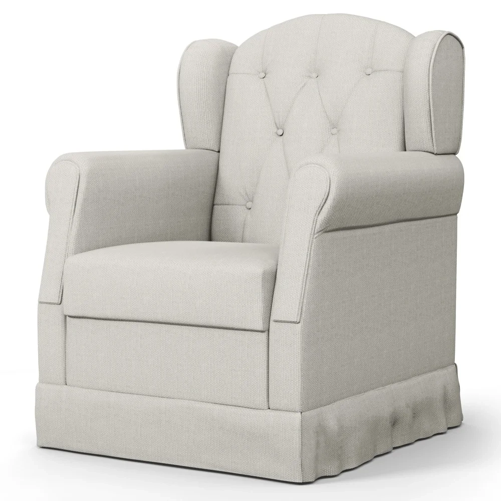 Poltrona de Amamentação Fixa com Puff Letícia Linho Off White - Phoenix