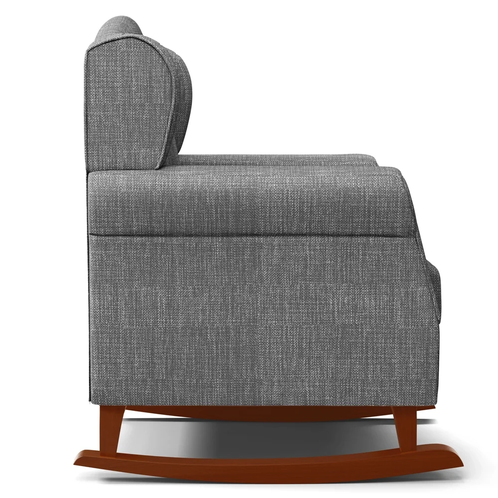 Poltrona de Amamentação Base Madeira Balanço Letícia Linho Cinza Escuro - Phoenix