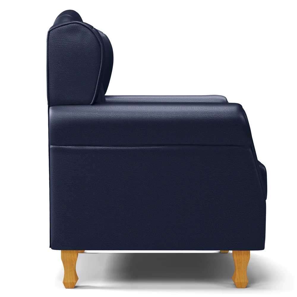 Poltrona de Amamentação Pés Madeira e Puff Letícia Sintético Azul Marinho - Phoenix