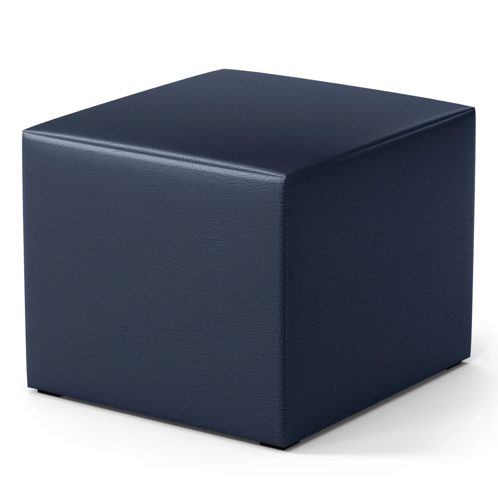 Poltrona de Amamentação Pés Madeira e Puff Letícia Sintético Azul Marinho - Phoenix