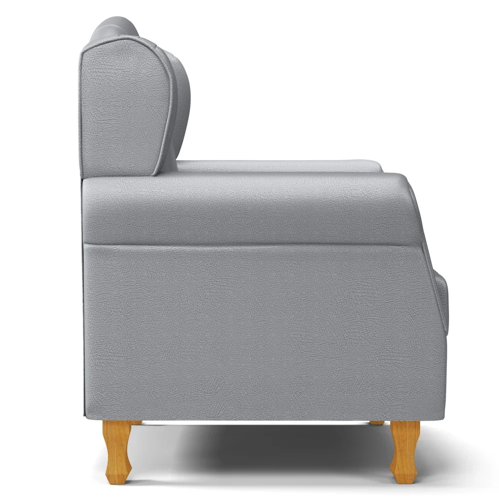 Poltrona de Amamentação Pés Madeira e Puff Letícia Sintético Cinza - Phoenix