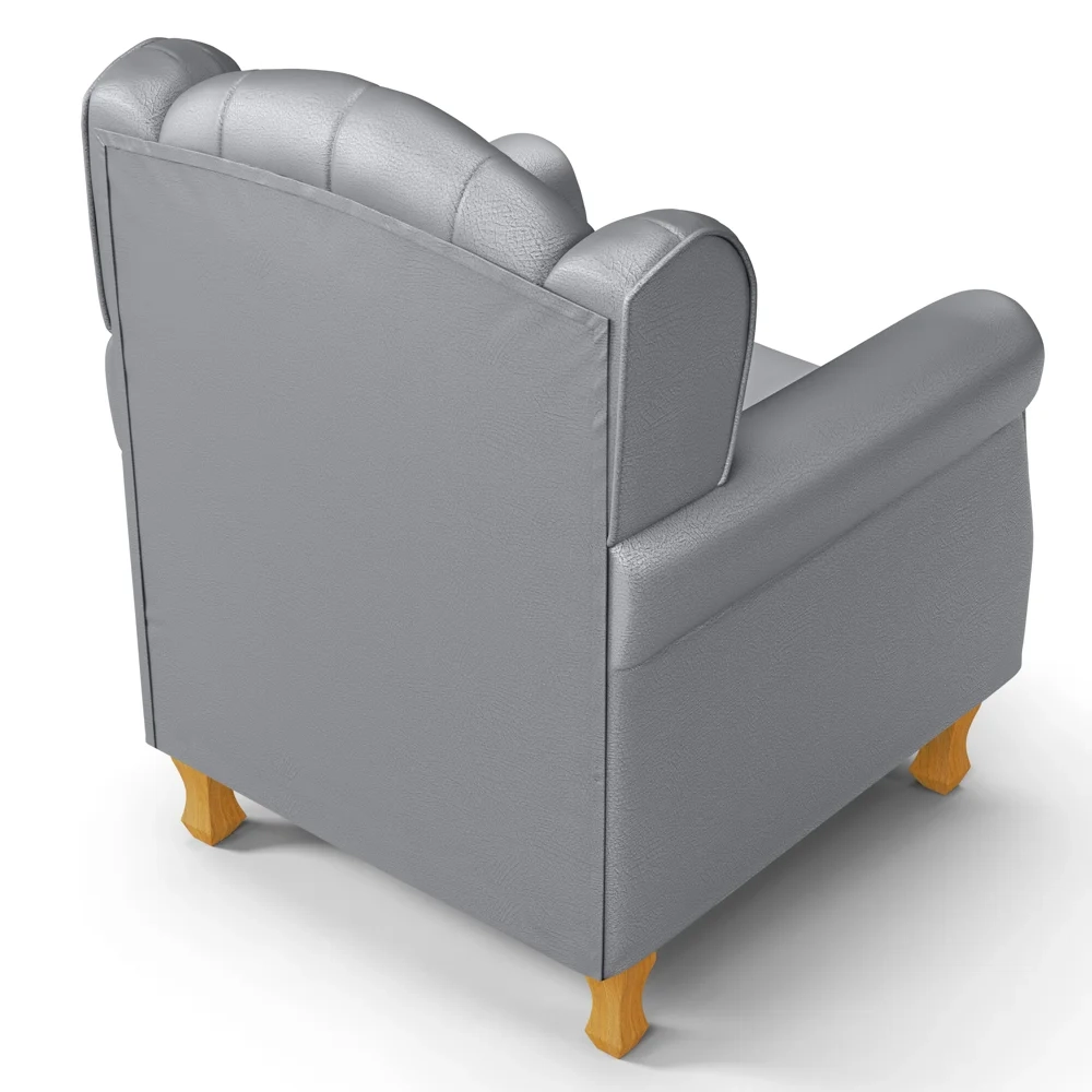 Poltrona de Amamentação Pés Madeira e Puff Letícia Sintético Cinza - Phoenix