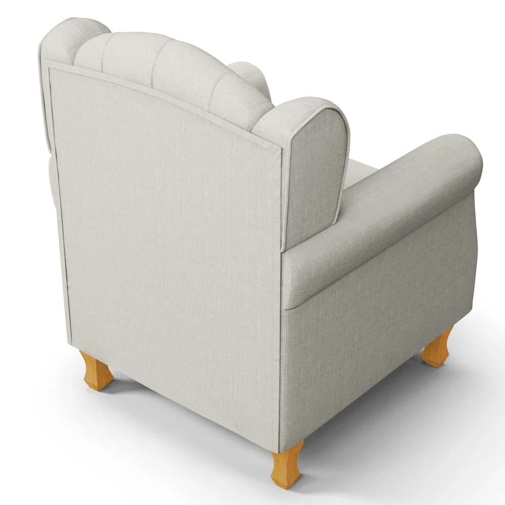 Poltrona de Amamentação Pés Madeira e Puff Letícia Linho Off White - Phoenix