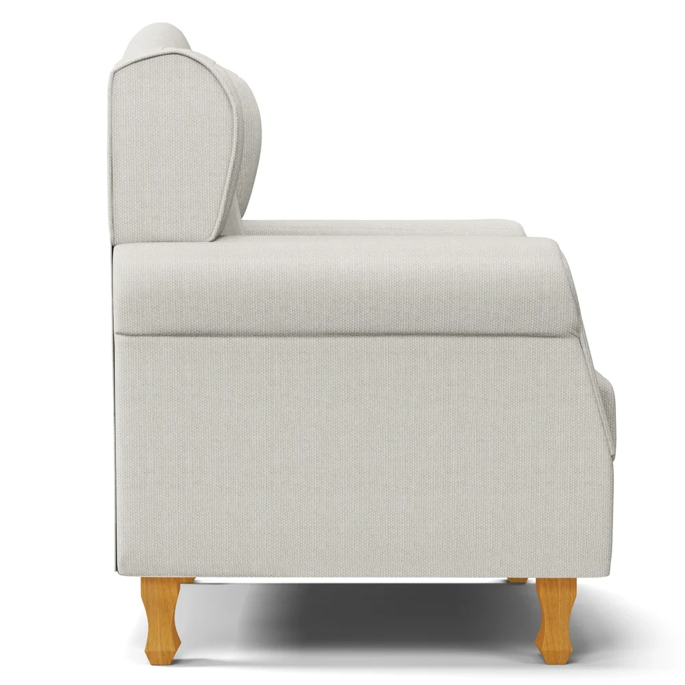 Poltrona de Amamentação Pés Madeira e Puff Letícia Linho Off White - Phoenix