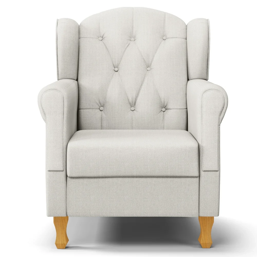 Poltrona de Amamentação Pés Madeira e Puff Letícia Linho Off White - Phoenix